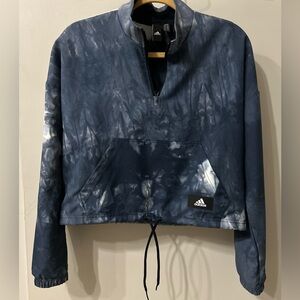 Adidas blue/white tie dye cropped windbreaker size Small